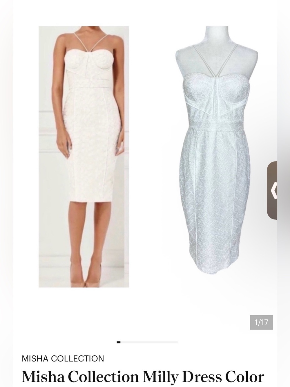 Mishka White Lace Strappy Sweetheart Midi Dress